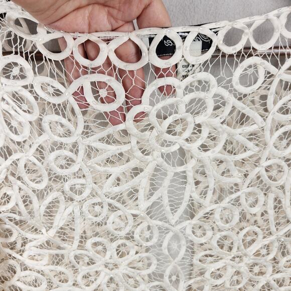 Soulmates Women's Silk Cream Lace Cardigan Women’s SZ M EUC - Picture 9 of 13